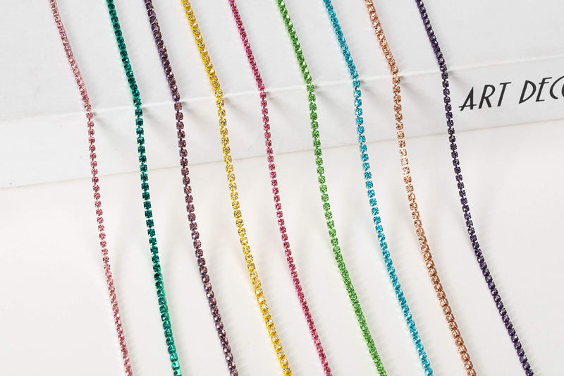 KAOYOO 10 Yards 2mm/0.08" Crystal Rhinestone Close Chain Trim Sew on Trim for Sewing Crafts,DIY Decoration,Jewelry,Wedding 2mm/0.08" Aquamarine - NewNest Australia