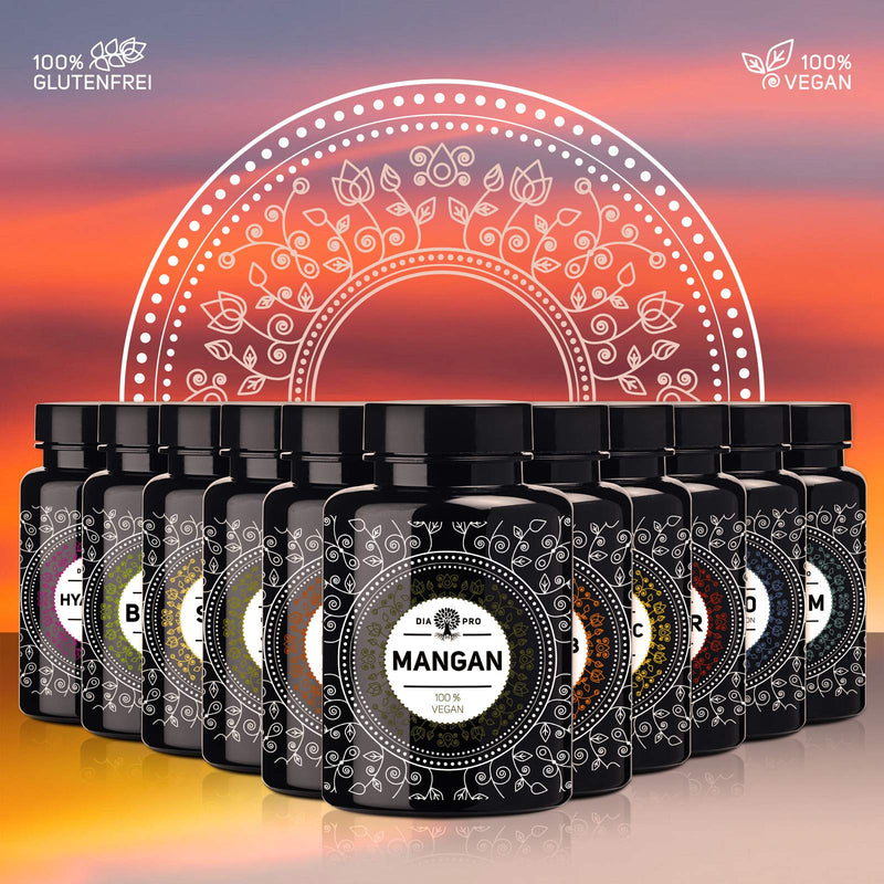 DiaPro® Manganese 365 High-dose manganese tablets with 10 mg manganese per tablet made from manganese bisglycinate 365 pieces Annual supply 100% Vegan Laboratory tested - NewNest Australia