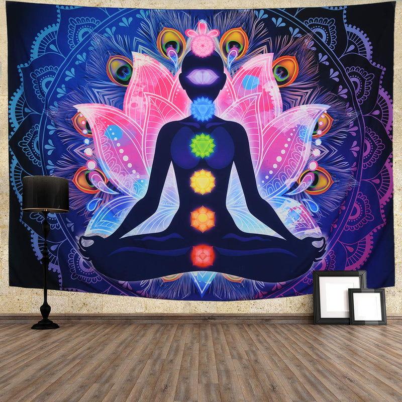 NewNest Australia - Maccyafst Seven Chakra Tapestry Yoga Meditation Wall Tapestry Colorful Mandala Tapestry Indian Hippie Chakra Tapestry Wall Hanging for Studio Room (H51.2"× W59.1") 51.2"×59.1" 