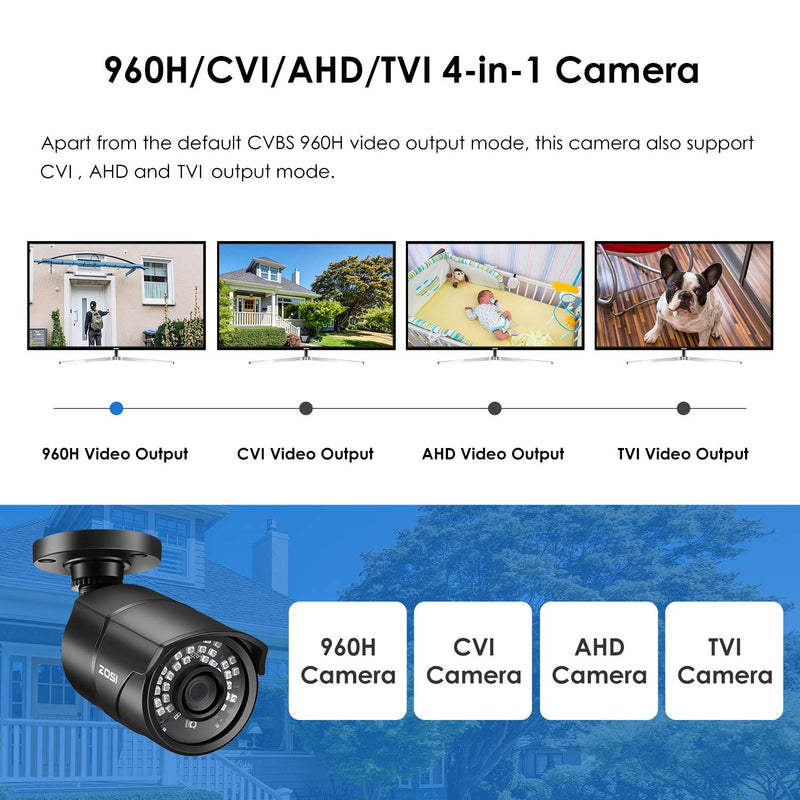 ZOSI 2.0MP HD 1080P 1920TVL Hybrid 4-in-1 TVI/CVI/AHD/CVBS Indoor Outdoor Home Security Cameras Weatherproof,120ft Night Vision,Aluminum Metal Housing,For 960H,720P,1080P,5MP,4K analog CCTV DVR - NewNest Australia