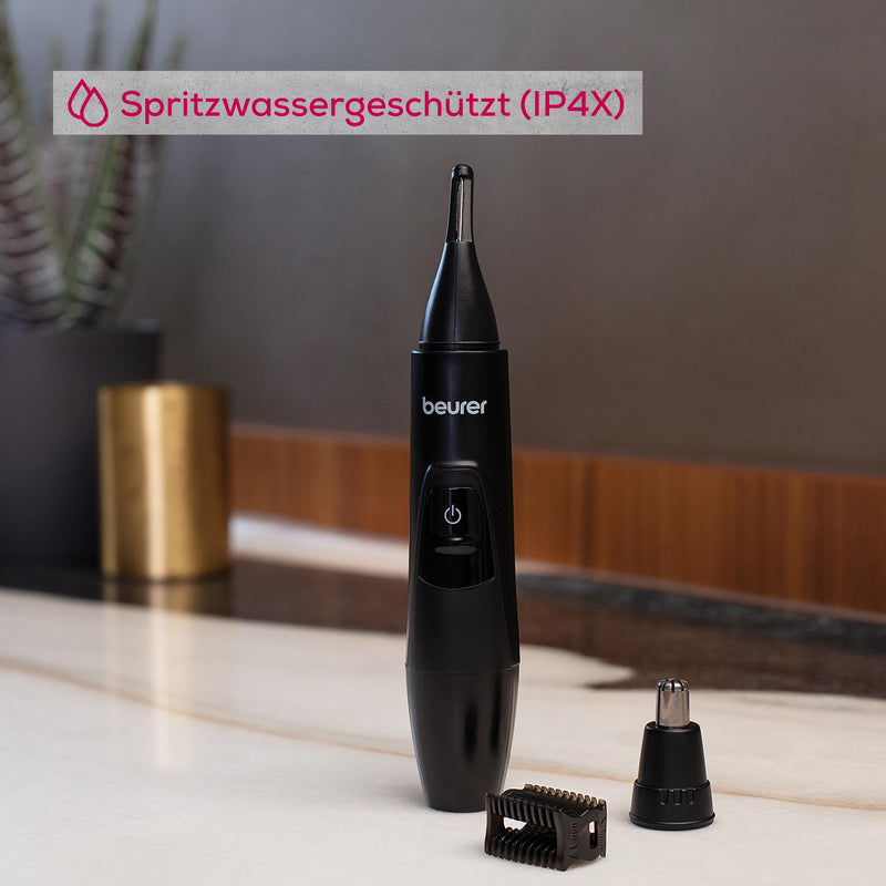 Beurer MN2X precision trimmer, for trimming and shaping eyes, nose and ear hair, 3 high-quality stainless steel attachments, waterproof, battery operated - NewNest Australia