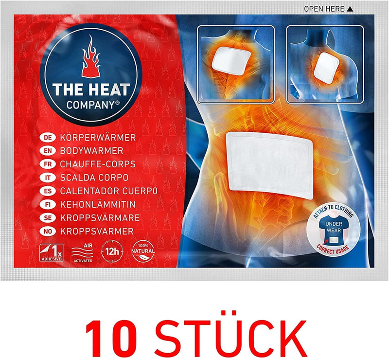 THE HEAT COMPANY Bodywarmer - 10 or 40 Pieces - EXTRA WARM - Adhesive - Warmer for Back and Neck - 12 Hours Pleasant Warmth - Instant Heat - Air Activated - Purely Natural 10 Pieces - NewNest Australia