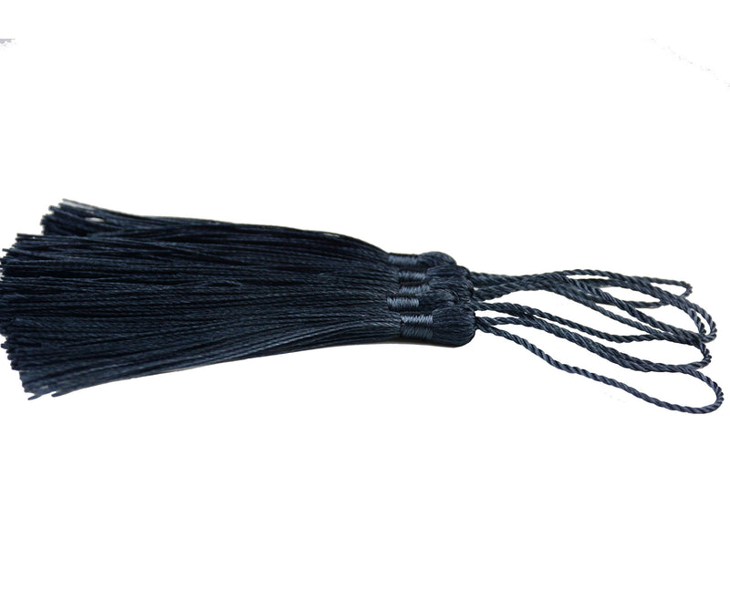 Makhry 100pcs 13cm/5 Inch Silky Floss Bookmark Tassels with 2-Inch Cord Loop and Small Chinese Knot for Jewelry Making, Souvenir, Bookmarks, DIY Craft Accessory (Dark Grey) #26 Dark Grey - NewNest Australia