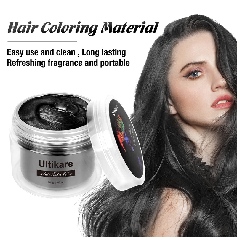 Hair Colour Wax, Ultikare Temporary Wash out Color Hair Dye for kids, Instant Hair Cream Mud Gel Professional Unisex Hairstyle Color Pomade,Hair Clays Men Women Cosplay & Halloween 3.4 Fl Oz (Black) Black - NewNest Australia