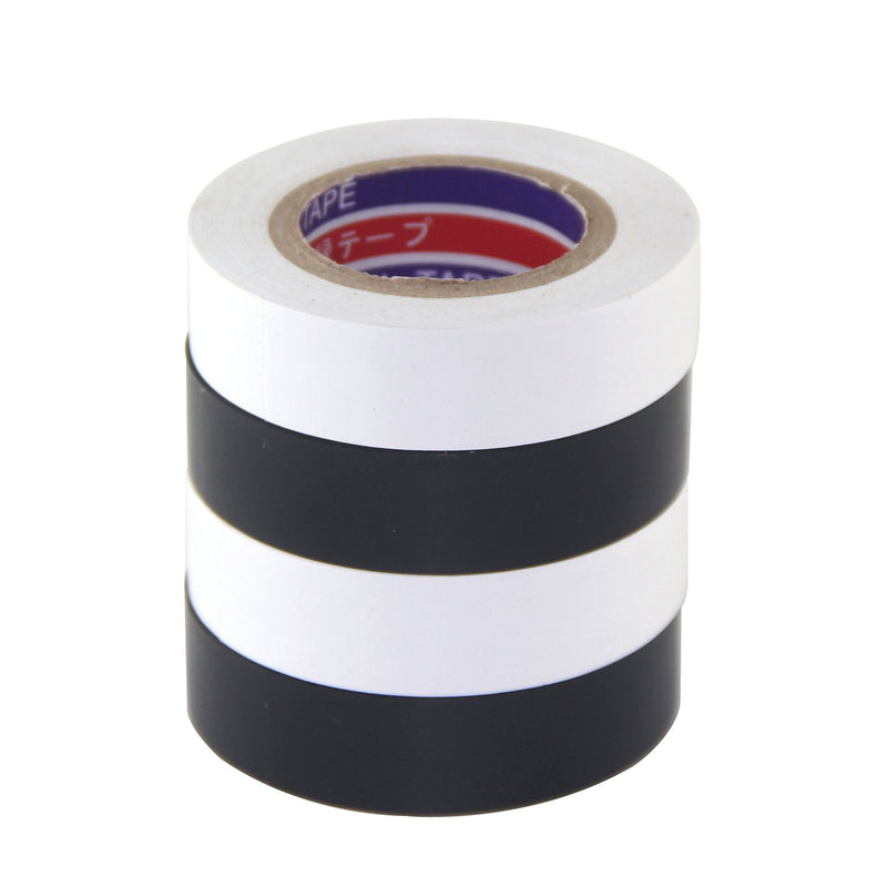 FOMMEN Color Guard Tape 4 Pack PVC Electrical Glue Tape, 66 Feet 0.7 Inch Black and White Insulation Tape - NewNest Australia