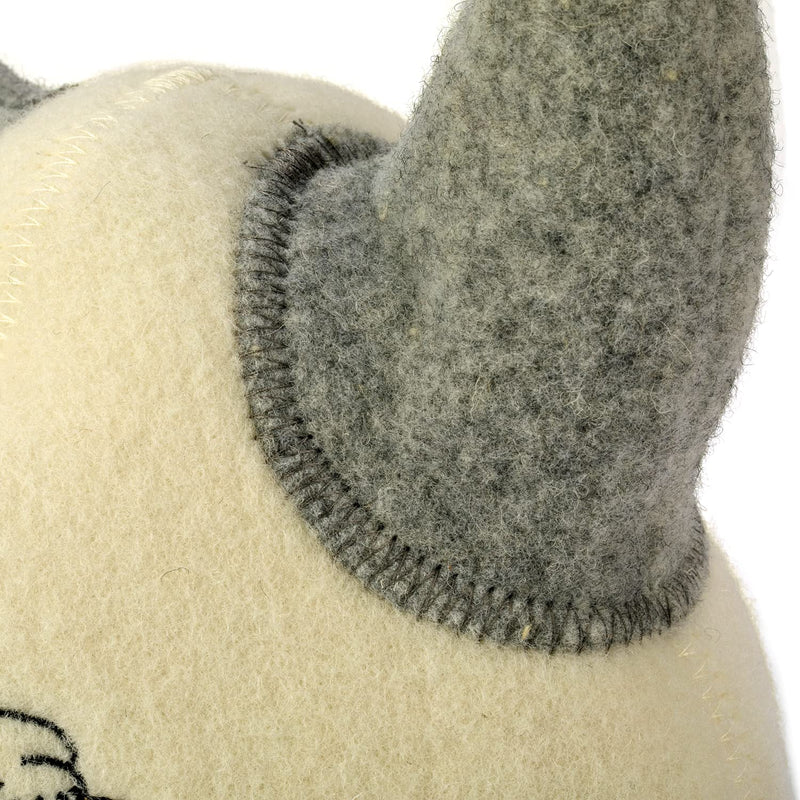 Natural Textile Sauna Hat 'Sauna Boss Devil' White - 100% Organic Wool Felt Hats for Russian Banya - Protect Your Head from Heat - English Sauna eBook Guide Included - with Embroidery - NewNest Australia