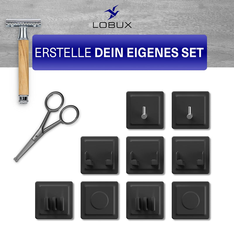 LOBUX® - 2x razor holder shower self-adhesive, super firm hold [soft-touch silicone] - razor holder shower, waterproof - organization system for bathroom, mirror, shower, wall (black) Black 2x razor holder - NewNest Australia