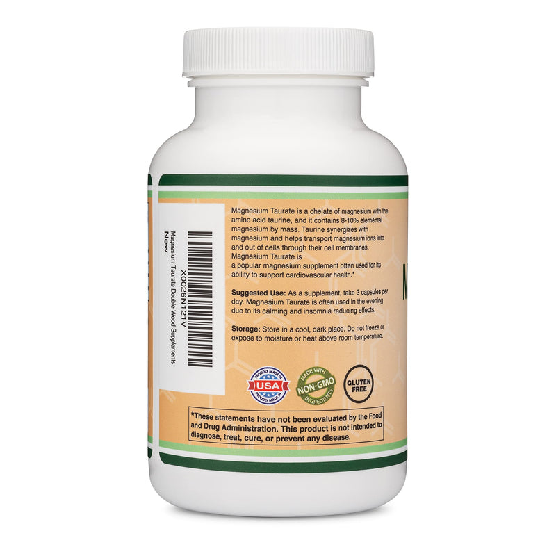 Magnesium Taurate Supplement for Sleep, Calming, and Cardiovascular Support (1,500mg per Serving, 210 Vegan Capsules) Manufactured in USA, by Double Wood Supplements - NewNest Australia