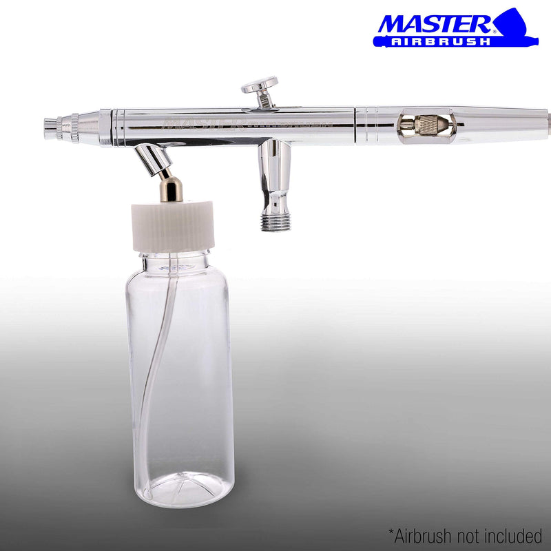 Master Airbrush (Pack of 10) TB-009 Empty 3.4-Ounce (100cc) Plastic Jar Bottles with 30° Down Angle Adaptor Lid Assembly - Fits Dual-Action Siphon Feed Airbrushes, Use with Master Badger Paasche Iwata - NewNest Australia