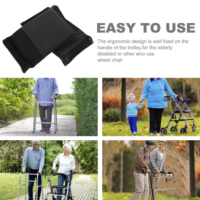 Healvian 2pcs Black Walker Grips Padded Hand Covers Soft Cushion Padding for Folding Rolling Wheelchair Rollator Handle Senior Elderly Grippers Crutch Handle Pads Mobility Aid Hand Cushion - NewNest Australia