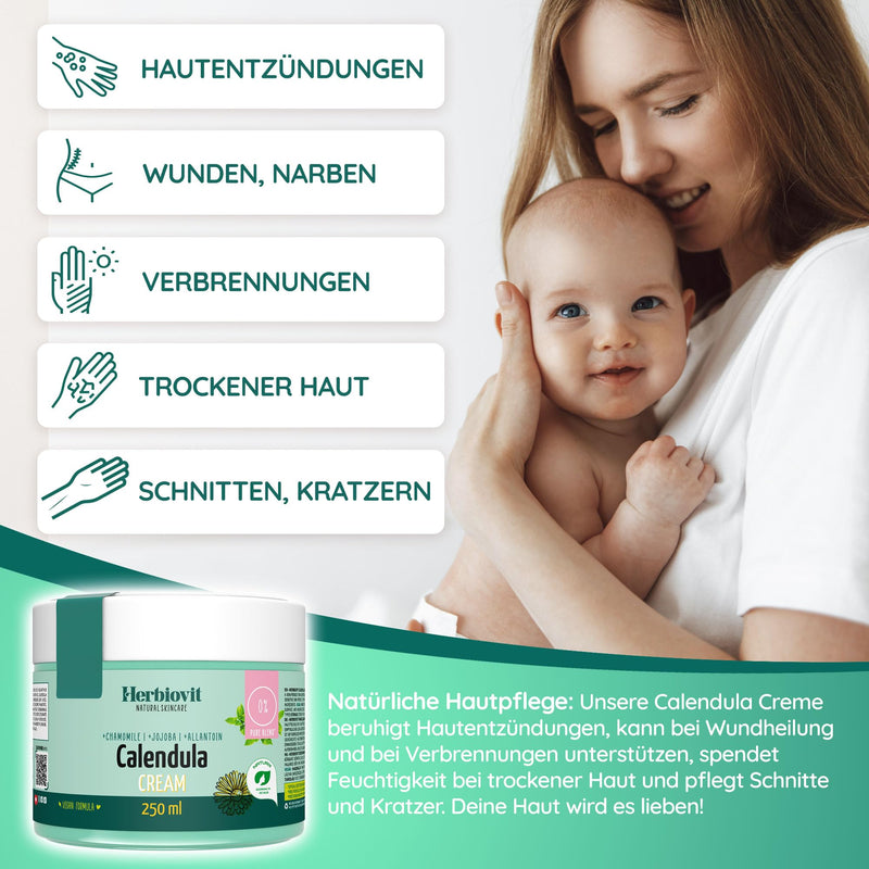 Herbiovit vegan calendula ointment with chamomile jojoba oil panthenol wound and healing ointment anti-inflammatory | Burn ointment for burns sunburn | Wound protection cream baby adults | 250ml natural cosmetics - NewNest Australia
