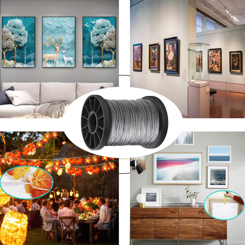 Vinyl Coated Picture Hanging Wire 1.5mm Up to 150lbs,100 Feet(30.5M) Stainless Steel Picture Wire Spool with 40Pcs Aluminum Crimping Sleeves,Heavy Wire for Hanging Picture Frame,Artwork,String Light - NewNest Australia