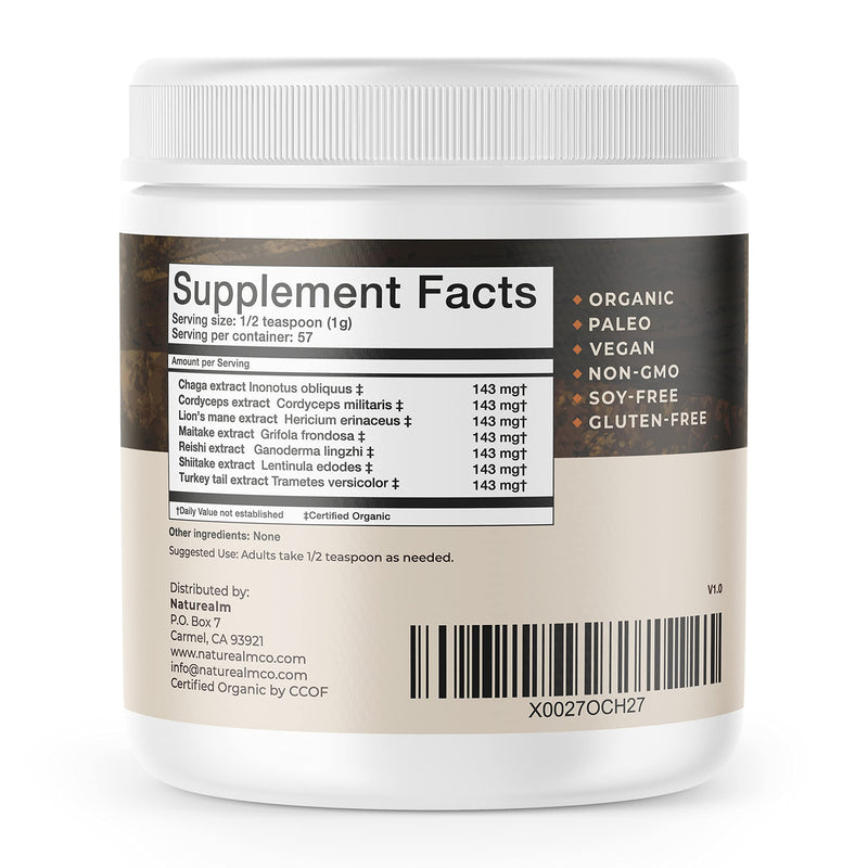 Sacred 7 Mushroom Extract Powder - USDA Organic - Lion's Mane, Reishi, Cordyceps, Maitake, Shiitake, Turkey Tail, Chaga - Supplement - Add to Coffee/Tea/Smoothies - Whole Mushrooms - No fillers 2 Ounce (Pack of 1) - NewNest Australia