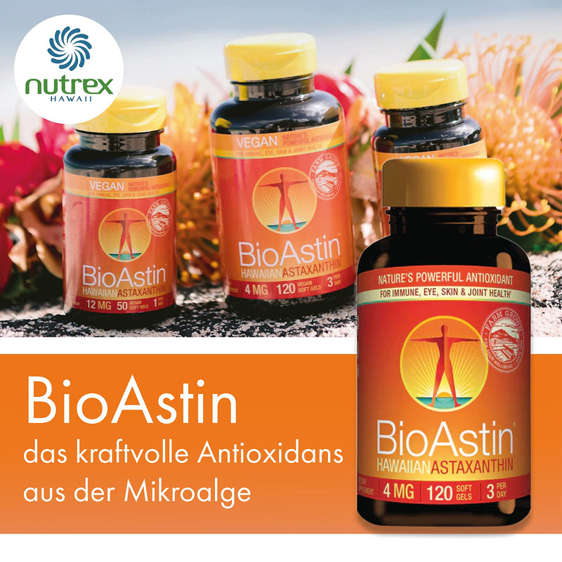 Nutrex Hawaii, BioAstin, Hawaiian Astaxanthin, 4mg, 120 soft capsules, laboratory tested, vitamin E, gluten-free, soy-free, non-GMO - NewNest Australia