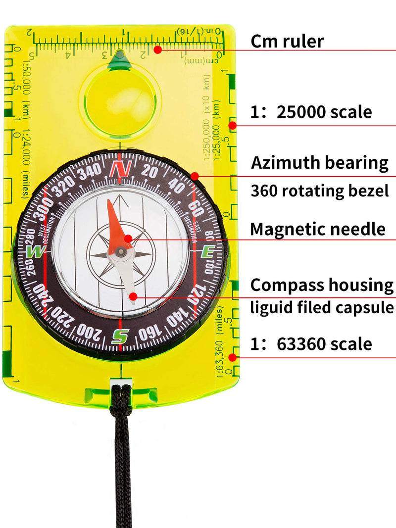 Gejoy 4 Pieces Navigation Hiking Compass Orienteering Backpacking Compass Waterproof Map Reading Compass for Boy Scout Kids Outdoor Camping (Style 1) - NewNest Australia