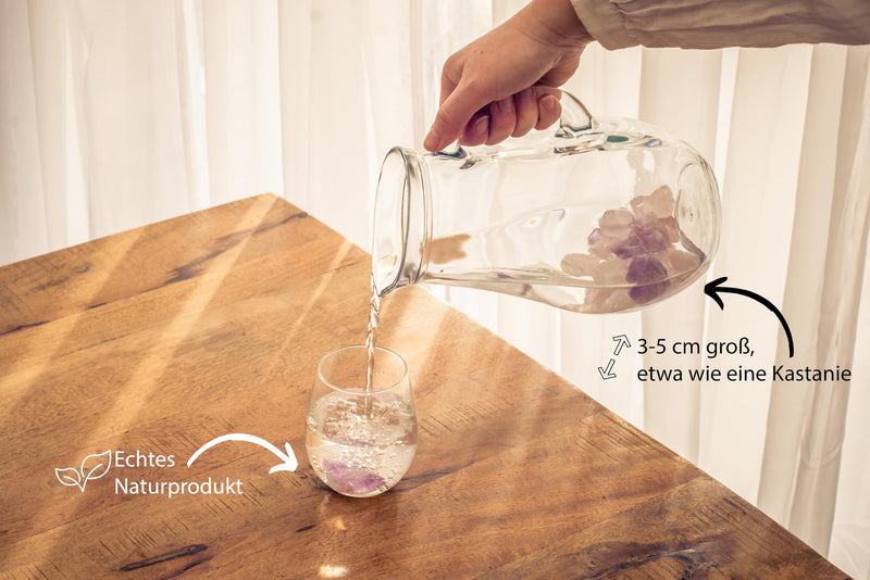 Water stones premium basic mix | Gemstone water base mixture | 100% natural raw stones | Amethyst + rose quartz + rock crystal 300g Lebensquelle Plus - NewNest Australia
