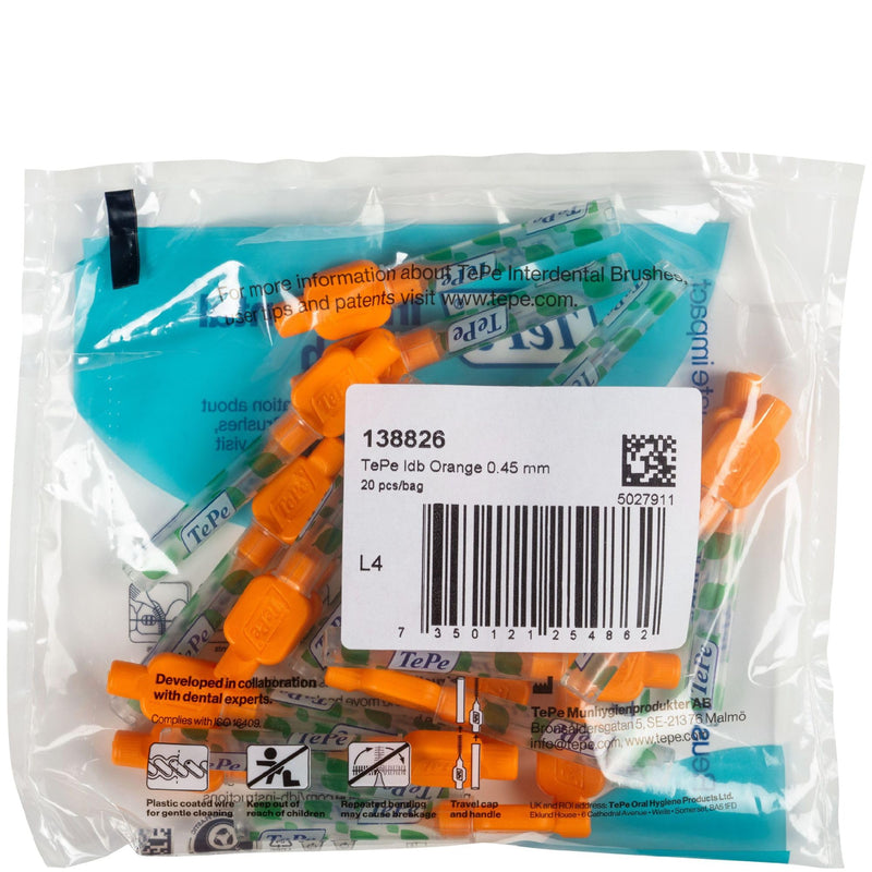 TePe interdental brush orange (ISO size 1: 0.45 mm) / 1 x 20 pieces / For easy and thorough cleaning of the spaces between teeth - NewNest Australia