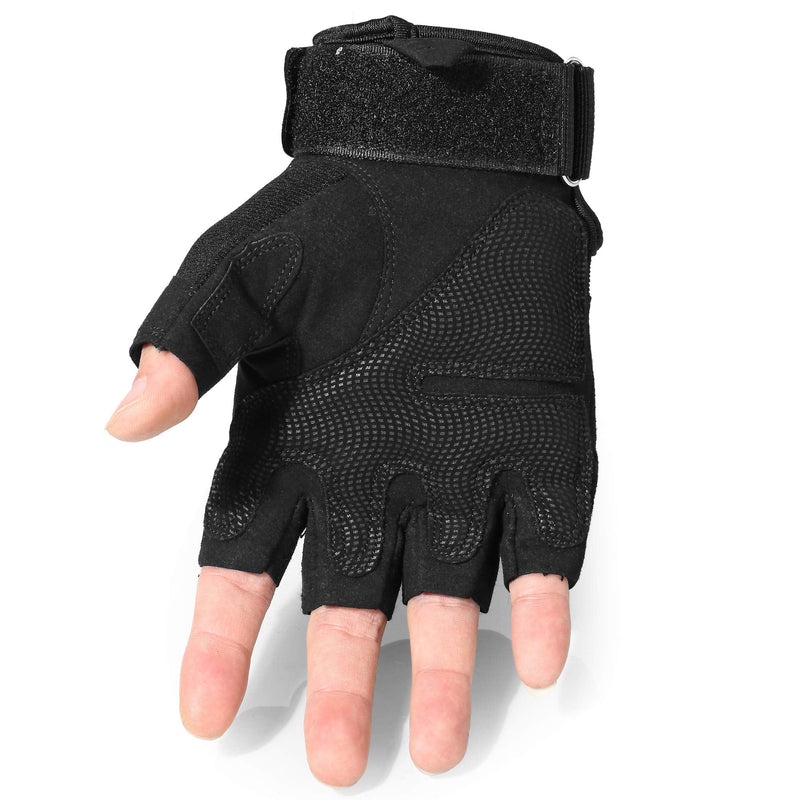 wtactful Tactical Fingerless Gloves for Motorbike Motorcycle Cycling Climbing Hiking Hunting Gloves Black Medium - NewNest Australia