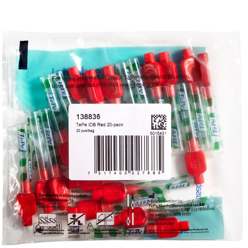 TePe interdental brush red (ISO size 2: 0.5 mm) / 1 x 20 pieces / For easy and thorough cleaning of the spaces between teeth. - NewNest Australia