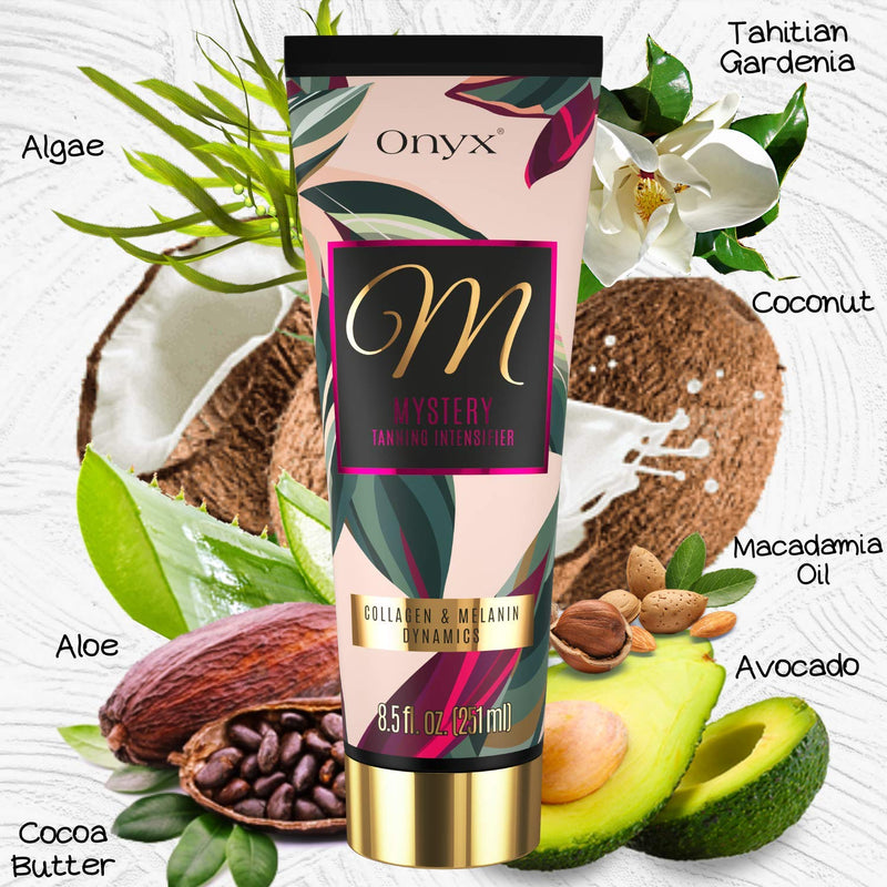 Onyx Mystery Indoor Tanning Lotion Advanced 100X Intensifier Melanin and Collagen Boost Energizing Minerals 100% Natural Origin Oil Blend - NewNest Australia