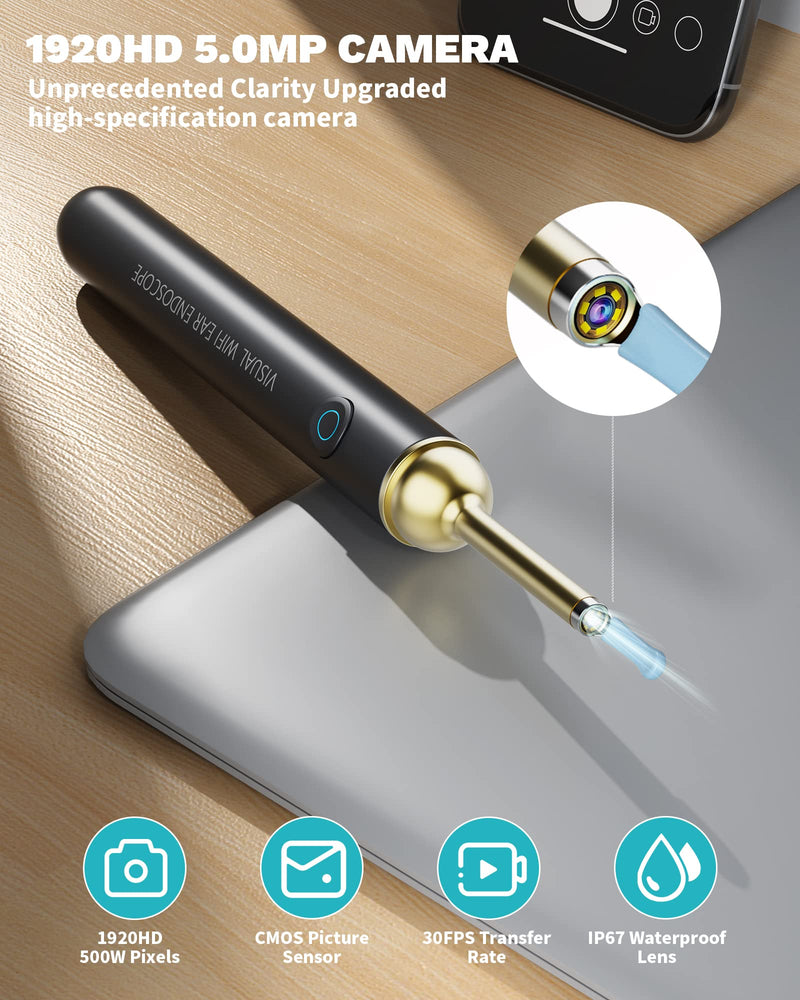 KAUGIC Ear Wax Removal Tool Camera - Premium Ear Cleaner with Camera with 6-axis Gyroscope 350mAh Battery, Otoscope Wireless with 1080P 500W HD Waterproof, Ear Camera for iPhone, Android - NewNest Australia