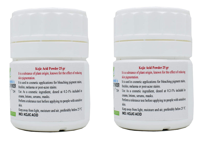 Kojic Acid Powder - 50Gr (2x25gr) - can be incorporated into skin care formulations designed to lighten skin tone, moisturizers, creams, lotions, gels, fluids, serums, soaps - NewNest Australia