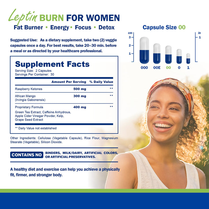 Power By Naturals - Leptin Burn for Women - Natural Appetite Suppressant, Metabolism Booster for Weight Control Diet Pills- Leptin Supplements - 60 Capsules - Fat Burner Weight Loss Pills for Women - NewNest Australia