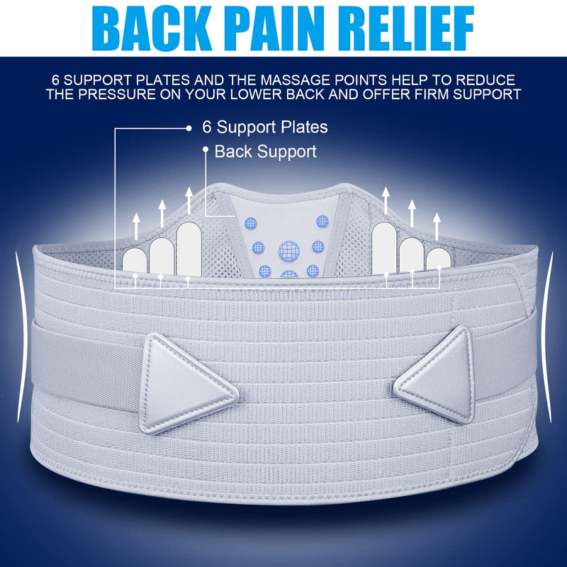 ZINUU Back Support for Men and Women - Lumbar Support Belt Lower Back Pain Relief Back Brace Sciatica Scoliosis Herniated Disc Waist Belt for Father Mother Gifts (Grey, Waist 70-130cm) - NewNest Australia