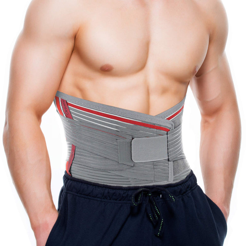 ORTONYX Lumbar Support Belt Lumbosacral Back Brace – Ergonomic Design and Breathable Material - XS/M (Waist 26"-32.2") Gray/Red XS/M (Waist 26"-32.2") Grey / Red - NewNest Australia