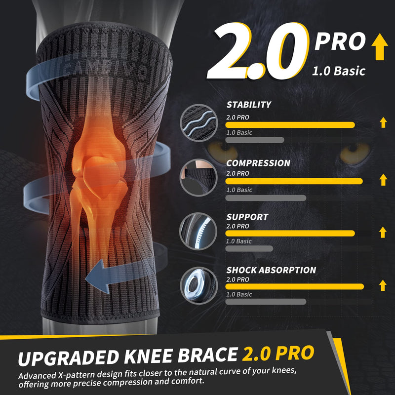 Cambivo 2 X Knee Support For Men And Women, Knee Pads With Side Stabilizers And Patella Gel Pad, Bandage Knee Support For Running, Sports, Acl, Arthritis, Meniscus Tear, Pain Relief - NewNest Australia