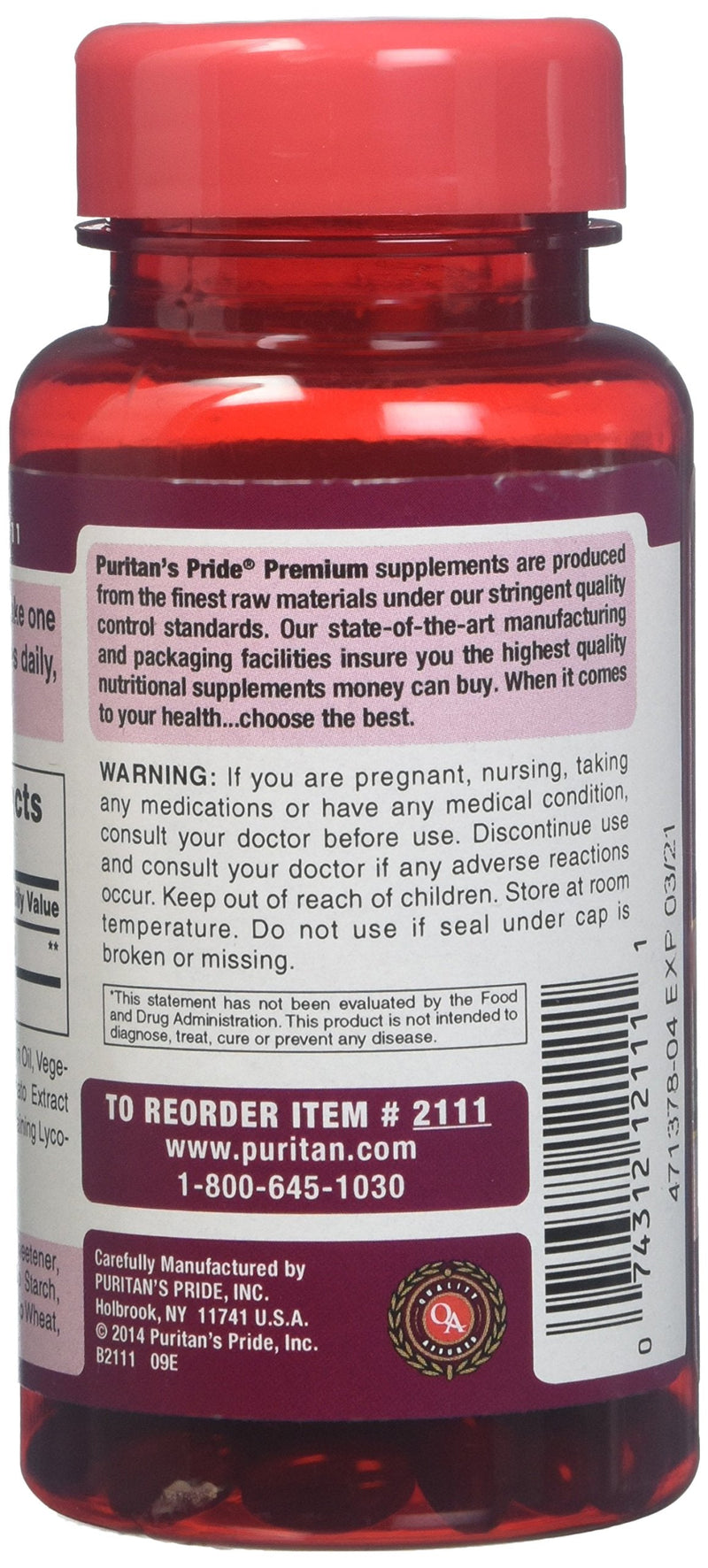 Lycopene, Supplement for Prostate and Heart Health Support* 10 Mg Softgels, 100 Count by Puritan's Pride - NewNest Australia