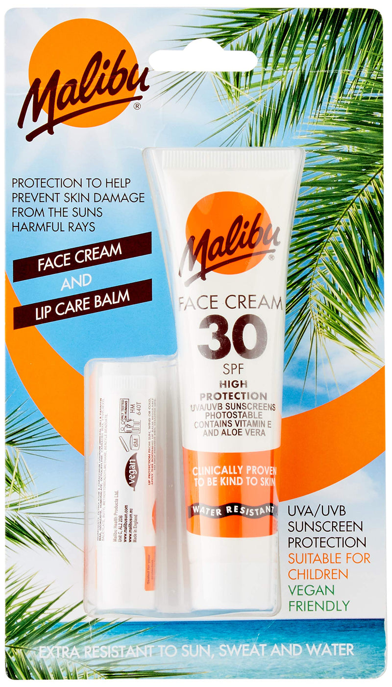 Malibu Duo Pack Sun Protection Face Cream and Lip Balm SPF 30 Water Resistant - NewNest Australia