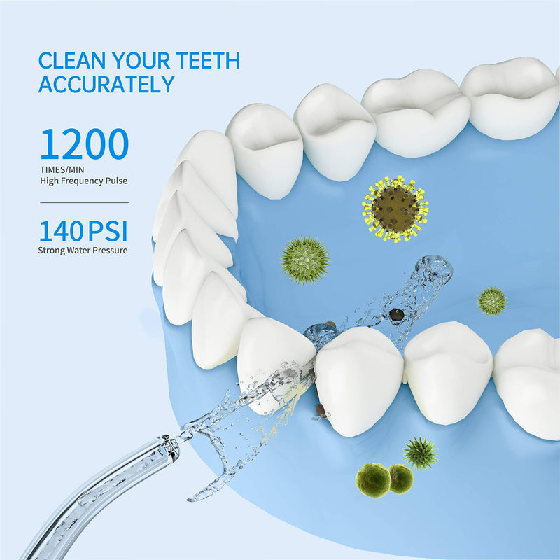 Water Flosser [Mini Cordless Portable] Oral Irrigator Water Teeth Cleaner Pick, Telescopic Water Tank, 3 Modes & IPX7 Waterproof, Home & Travel Water Flossers for Teeth, Braces Bridges Care. - NewNest Australia