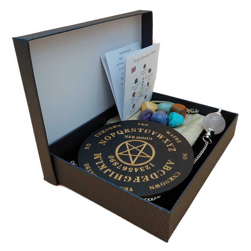 Pocket Pendulum Set Rose Quartz Gemstone Pendulum 7 Chakra Gemstones in Gift Box | Metaphysics Esoteric Witchcraft - NewNest Australia