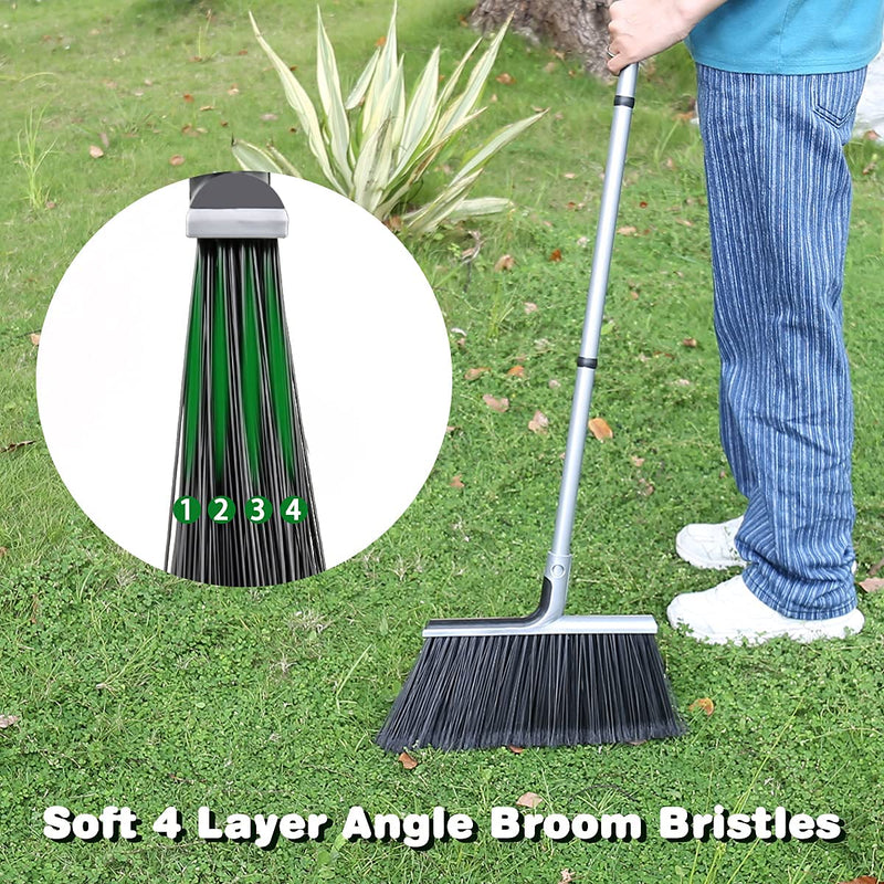 Outdoor/Indoor Broom for Floor Cleaning with 58 inch Long Handle, Angle Brooms Heavy Duty for Home Garage Kitchen Office Courtyard Lobby Lawn Concrete - NewNest Australia