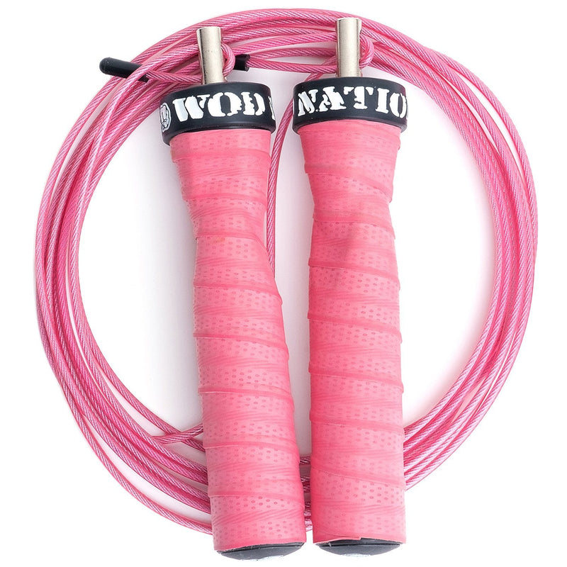 WOD Nation Attack Speed Jump Rope : Adjustable Jumping Ropes : Unique Two Cable Skipping Workout System : One Thick and One Light 11 Foot Cable : Perfect for Double Unders forCrossfit : Fits Men and Women Pink - NewNest Australia