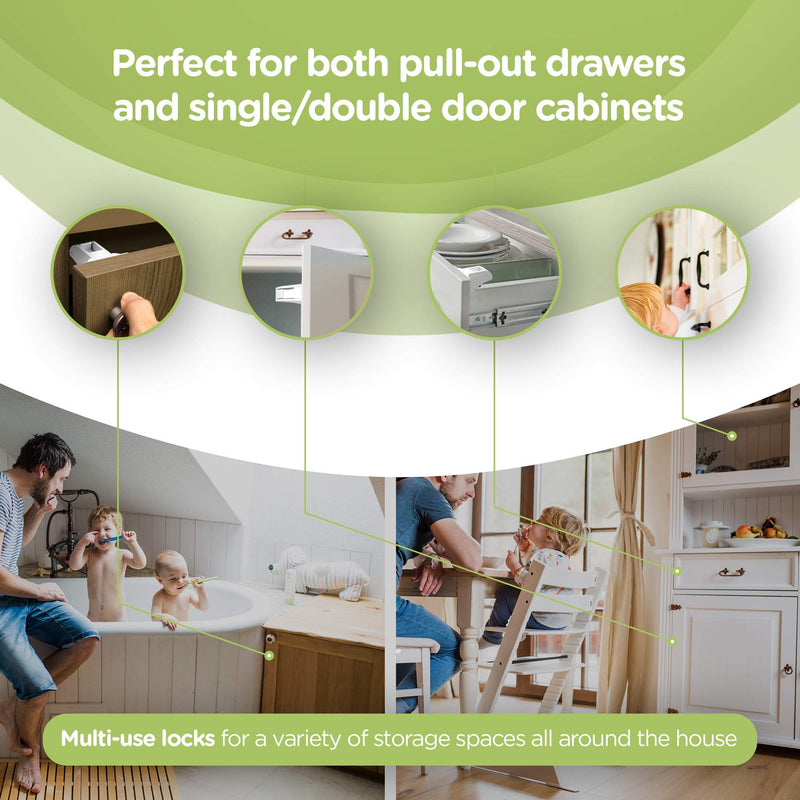 Magnetic Cabinet Locks (12-Pack 2 Keys) Baby Proofing & Child Safety by Skyla Homes - The Safest, Quickest and Easiest Multi-Purpose 3M Adhesive Child Proof Latches, No Screws or Tools Needed 12 Count (Pack of 1) - NewNest Australia
