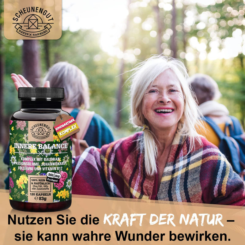 Inner Balance St. John'S Wort Valerian Passion Flower Capsules High Dose - Important: Laboratory-Tested 5-Fold Complex With Hypericin, Hyperforin, Folic Acid & Vitamin B12 I 120 Pieces I De I Scheunengut - NewNest Australia