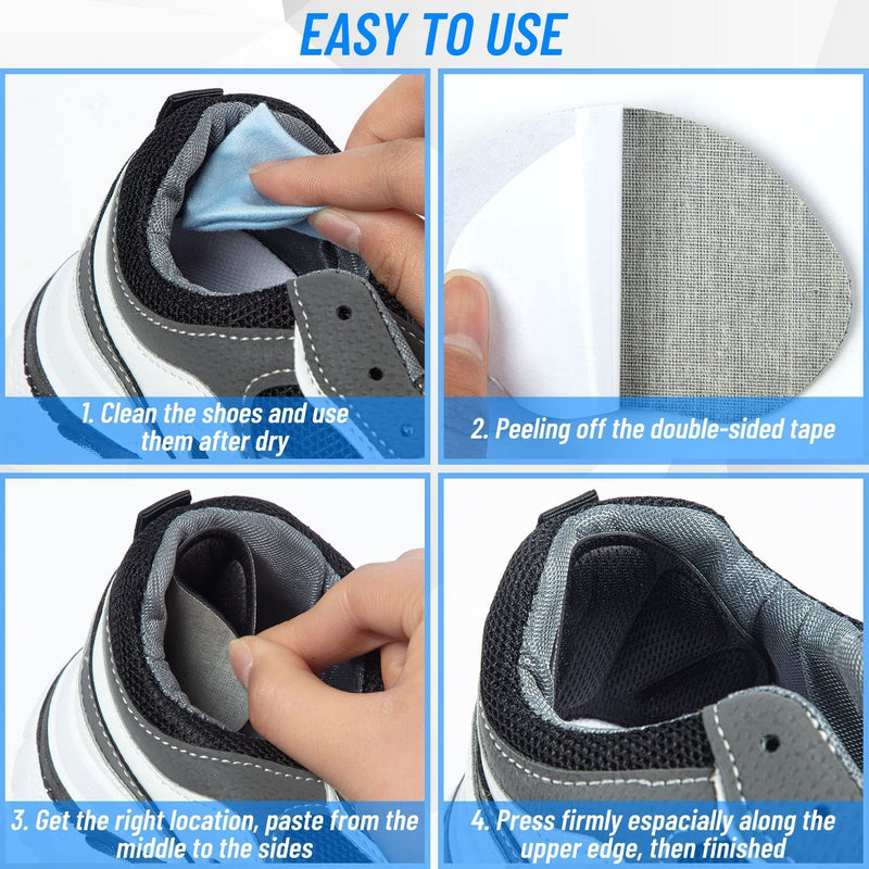 Heel Cushion Pads, 8 Pcs Mesh Self-Adhesive Heel Cushion Inserts for Back of Heel, Heel Grips Pads Prevent Shoes Too Big for Women Men, Black - NewNest Australia