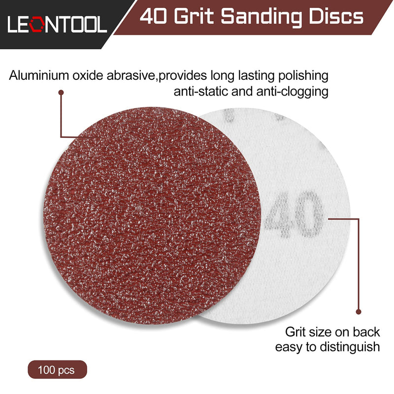 LEONTOOL Sanding Discs 3 Inch 40 Grit Hook and Loop Sandpaper 100Pcs Sanding Pad NO-Hole Aluminum Oxide Random Orbital Sander 40# - NewNest Australia