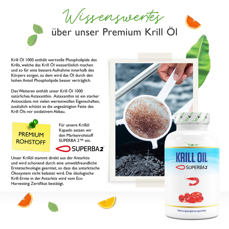 Krill oil - 120 capsules - Brand raw material: Superba Antarctic Krill oil - Rich in EPA + DHA + Astaxanthin + Phospholipids + Omega 3 fatty acids - From sustainable cultivation 120 servings (pack of 1) - NewNest Australia