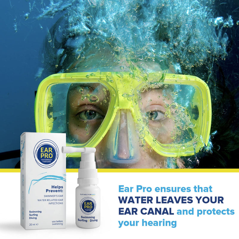 Ear Pro - Natural Swimmers Ear Drops Spray Oil a Hygienic Ear Plugs Replacement that forms a Seal to prevent Trapped Water & Infection - Safe to Use Swim Ear Drops for Adults & Kids (200 Uses, 1-Pack) - NewNest Australia