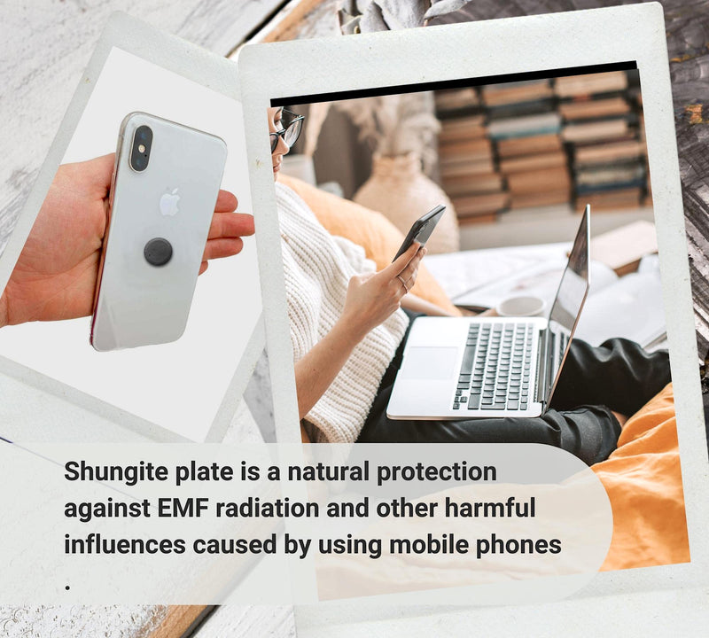 DOJA Barcelona | Shungite plate-radiation protection cell phone | Pack 2 | Round 2cm Ø/4 grams | Shungite Radiation Blocker | Anti 5g radiation cell phone sticker made of shungite stone | Emf protection from shungite stone 2 units rounds - NewNest Australia