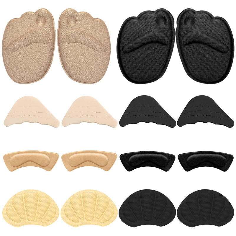 Molain Heel Pads Cushions Filler for Too Big Shoes Wear Anti-Slip Helper Grips Inserts Toe Loose Liners Brace Fit Tighter Size Boots for Womens Men (8 Pairs Set A) 8 Pairs Set a - NewNest Australia