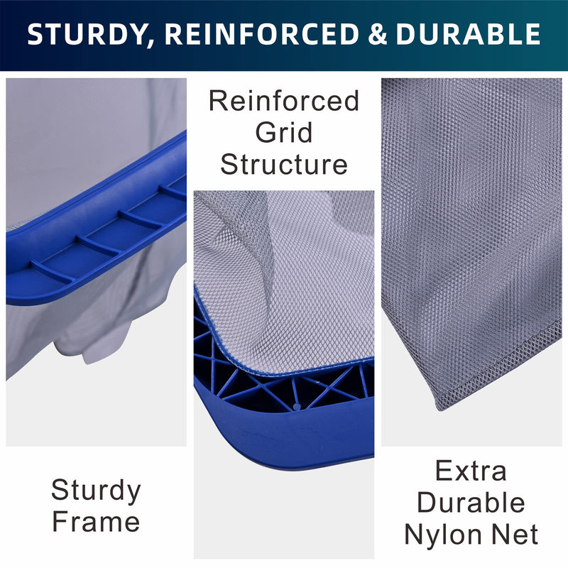 POOLAZA Pool Skimmer Net, Larger Capacity Pool Nets for Cleaning, Easy Leaf Scoop and Debris Removal Pool Leaf Net, Strong Frame Pool Net Skimmer with Durable Deep Net(Blue) Blue - NewNest Australia