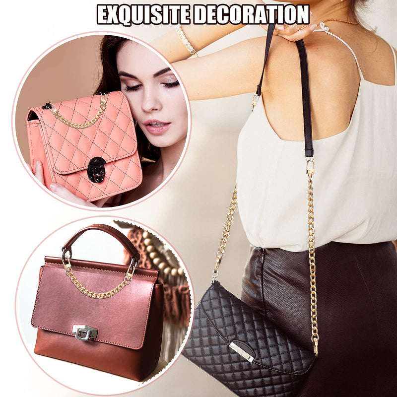 4 Pieces Purse Chain Strap DIY Flat Chain Strap Purse Strap Extender Handle Bag Accessories Charms Decoration for Purse Handbags Shoulder Bag (Gold, 7.9 Inch) Gold - NewNest Australia