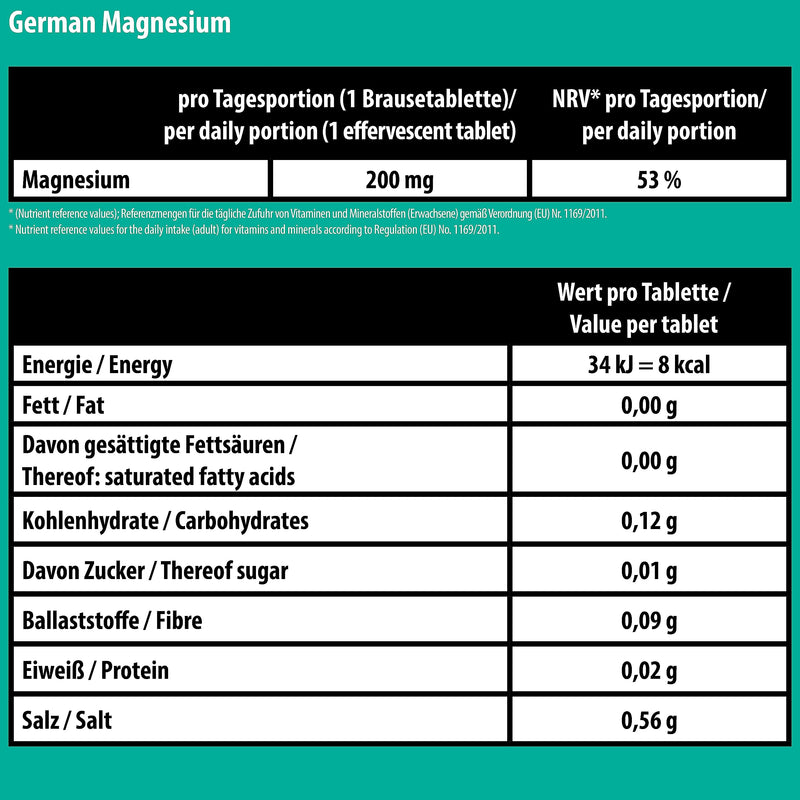 Magnesium effervescent tablets 5x20 pieces. Orange flavor - 200 mg magnesium sugar-free - T&D Pharma German Magnesium - Made in Germany 20 pieces (pack of 5) - NewNest Australia