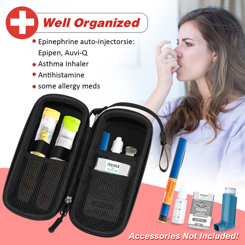 Medmax Epipen Medical Carry Bag, Portable Emergency Bag, Hard Shell, Eva Shockproof Medicine Bag Organizer For 2 Epipens, Asthma Inhaler, Anti-Histamine, Auvi-Q, Allergy Medicine Essentials - NewNest Australia