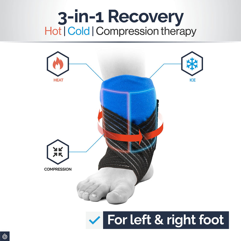 Ankle Ice Pack Wrap for Sports Injuries, Hot/Cold Gel Pack for Plantar Fasciitis, Achilles Tendonitis, Joint Pain Relief - Microwavable Heat/Cold Compress Support for Sore Feet by Gelpacks Direct - NewNest Australia