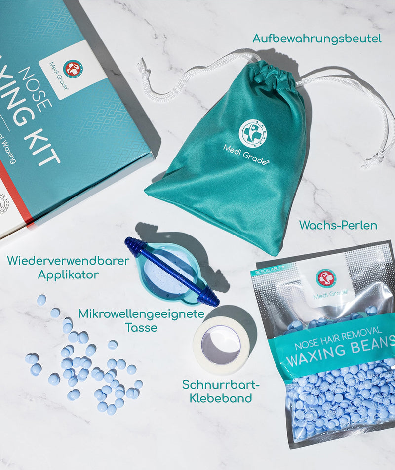 Wax Nose Hair Removal 50 G - Medi Grade Easy & Safe Wax Hair Removal Home - Waxing Set - Skin Protection, Wax Cup, Storage Bag - Warm Wax For Removing Nose Hair - NewNest Australia